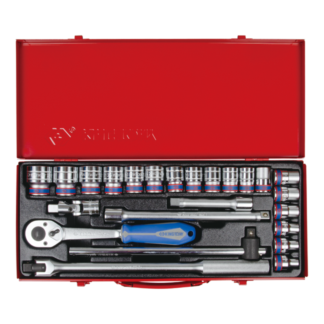 Coffret de douilles métriques et accessoires 1/2" - 24 pièces King Tony - ATL Visserie