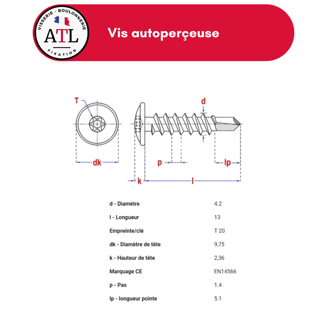 Vis autoperceuse pour assemblage d’ossature de cloison sèche